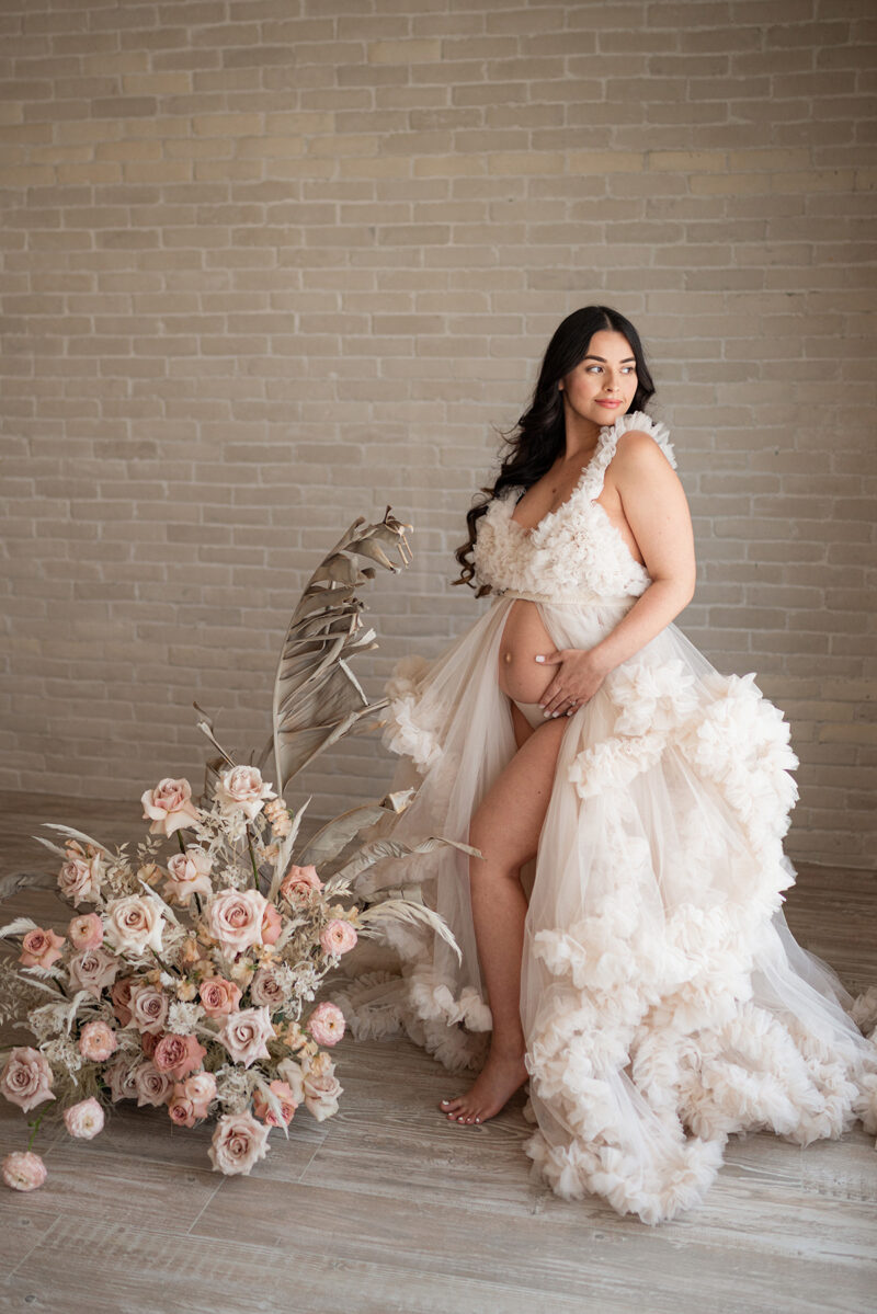 Lavish Ruffled Maternity Dress.